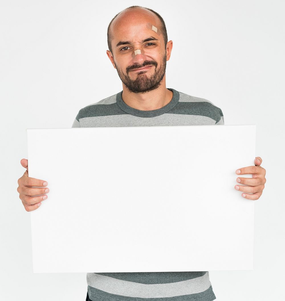 Man Holding Placard Paper Concept