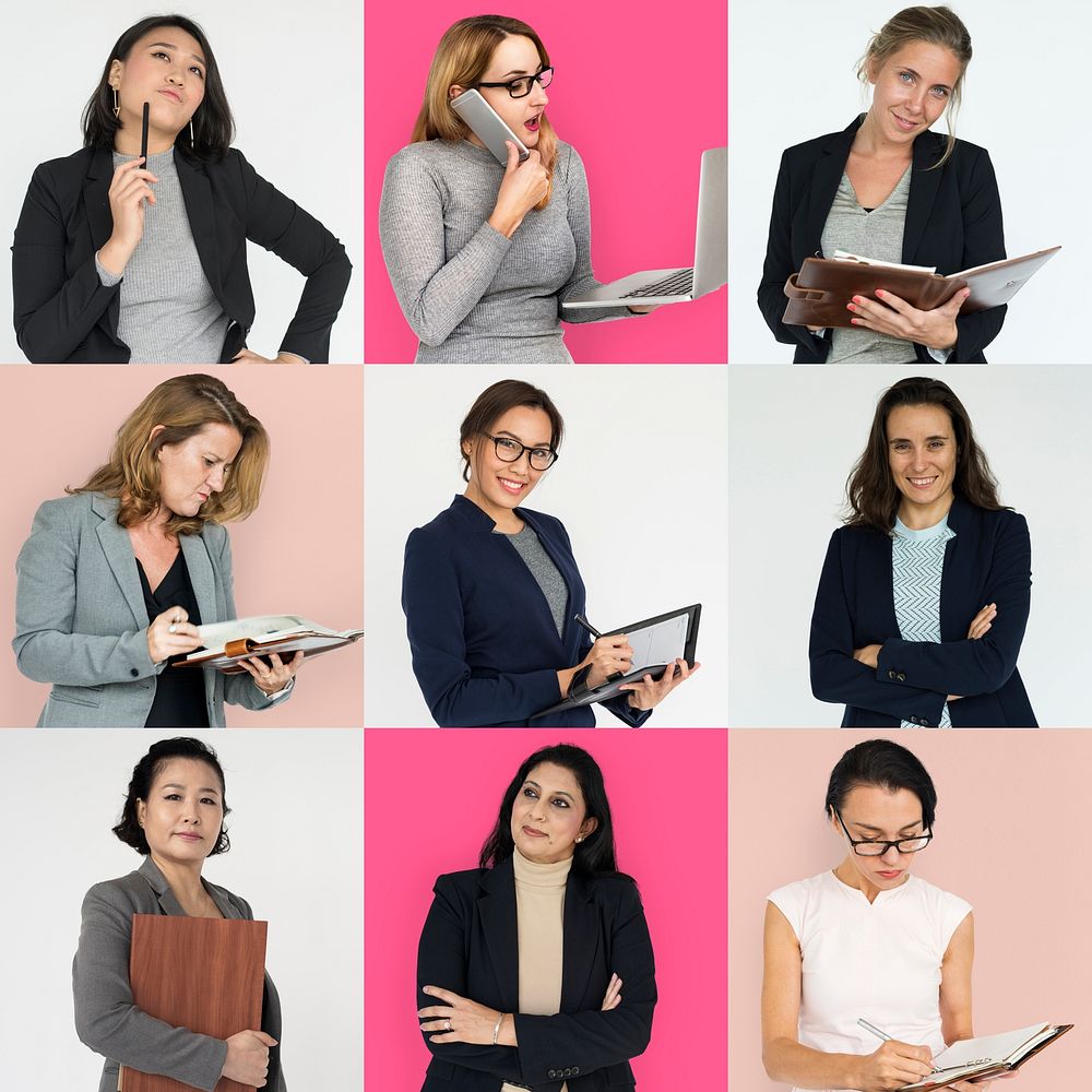 People Set of Diversity Business Women Studio Portrait