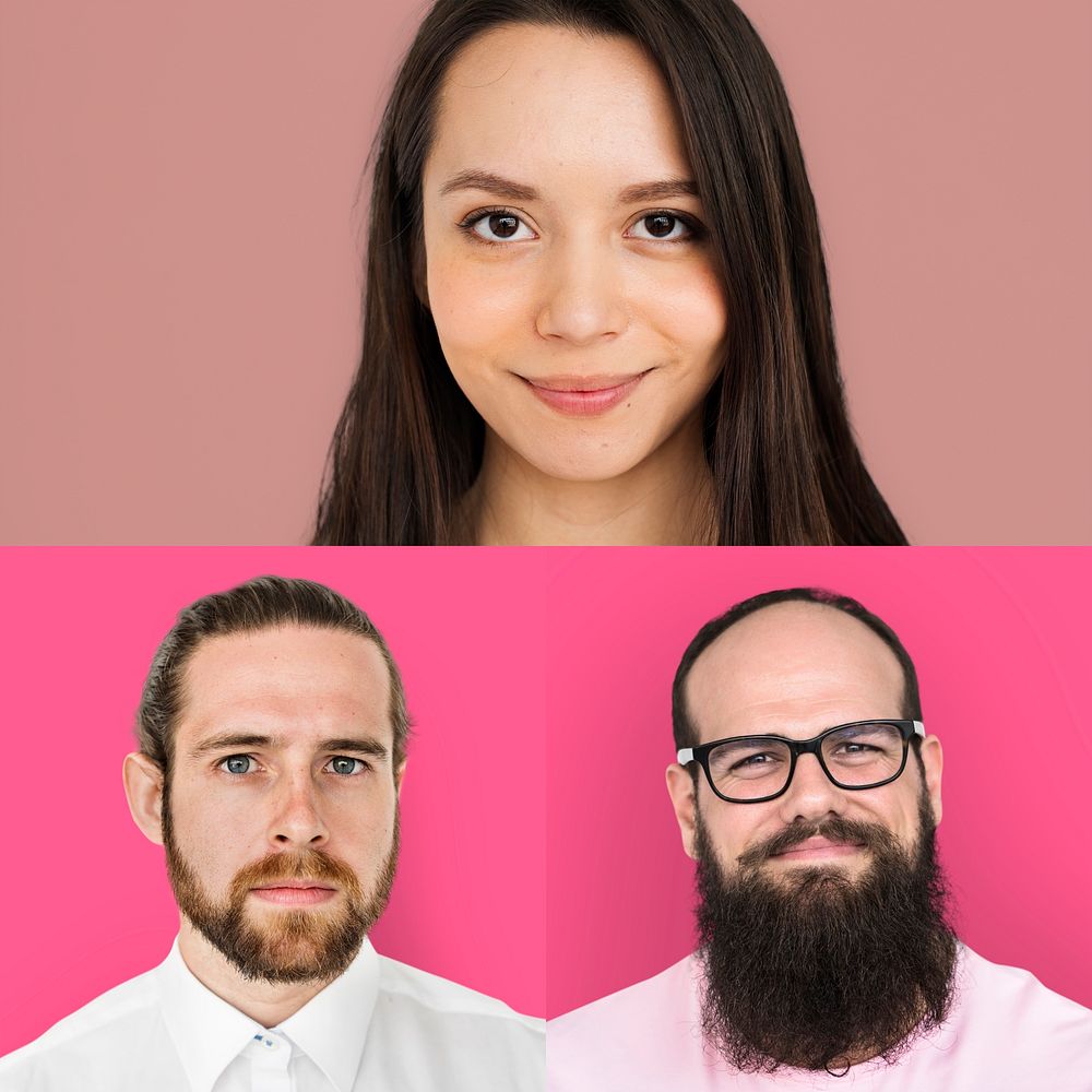 Collection of people on pink background