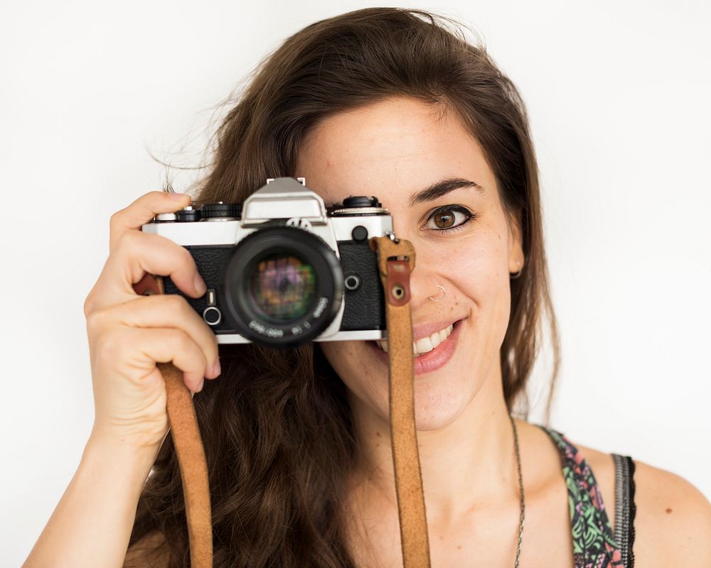 Woman Holding Camera Photo Concept