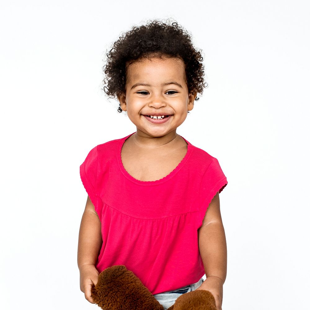 Little Girl Holding Play Bear Concept