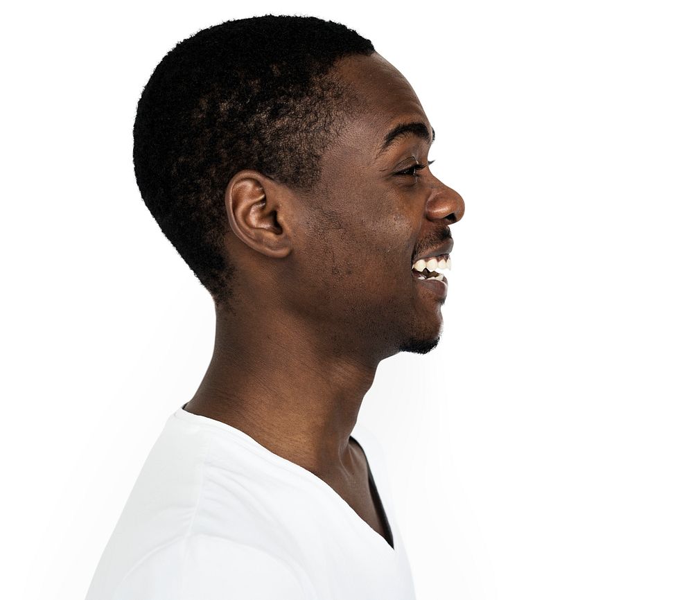 Profile of a happy African man