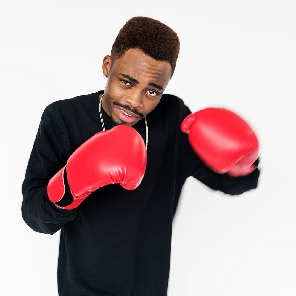 African Man Smiling Happiness Boxing Portrait Concept