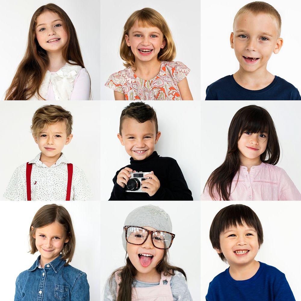 Set of portraits of kids