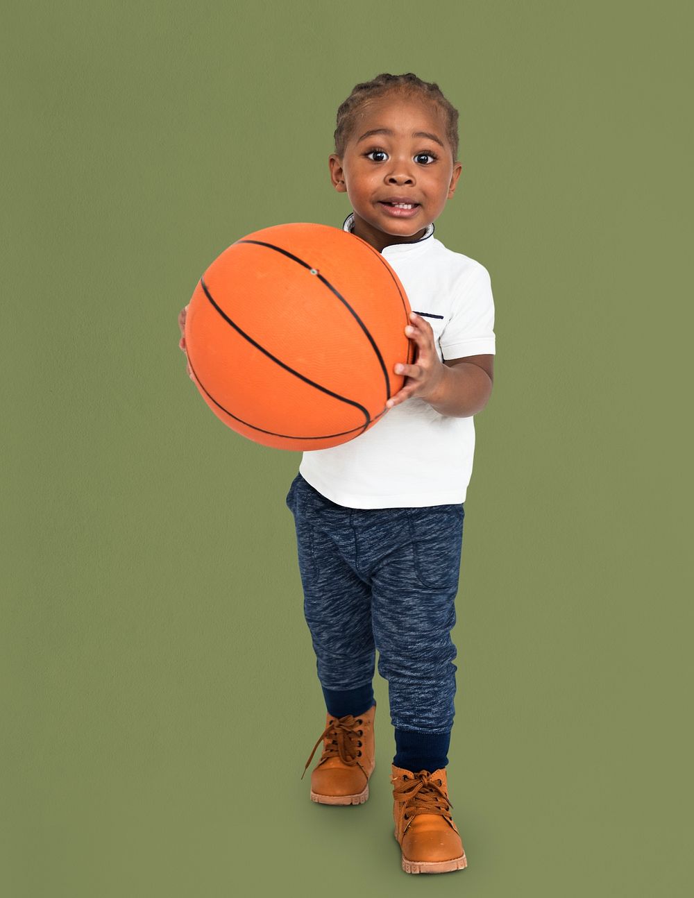 Little Kid With Basketball Concept