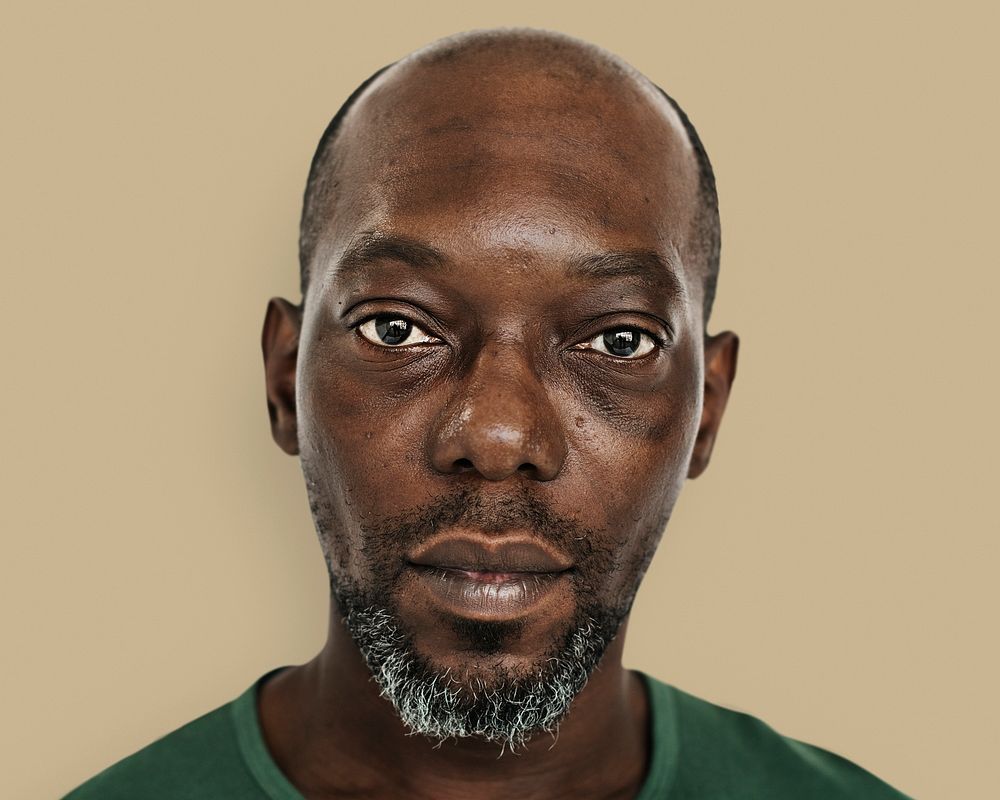 Skinhead African man, face portrait psd