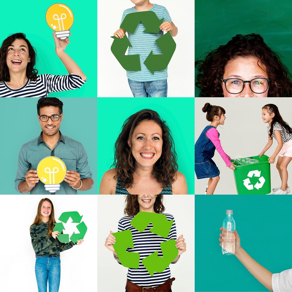 Collages diverse people environment recycle
