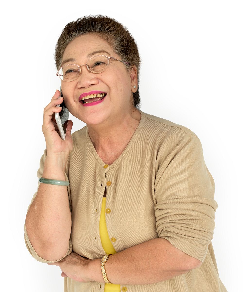 Mature Asian Woman Phone Concept