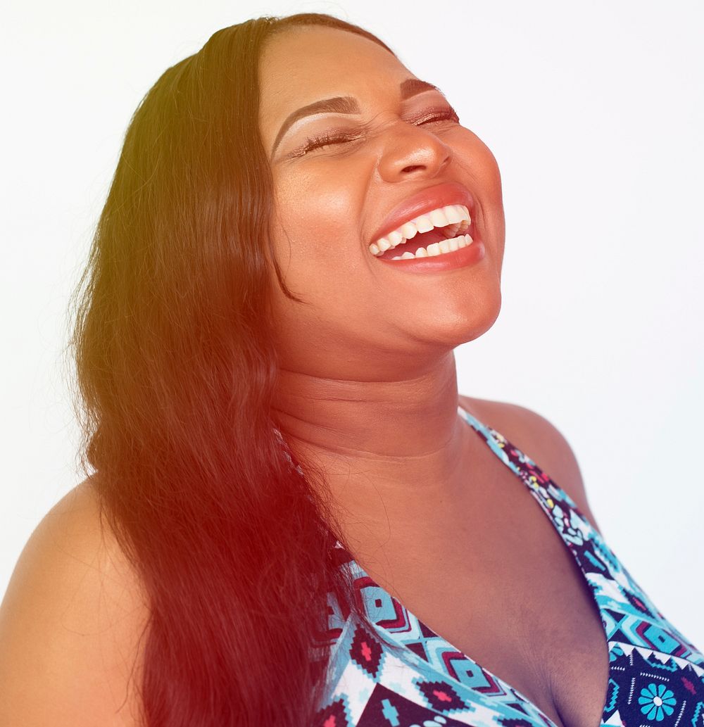 African Woman Laughing Face Expression Portrait Studio