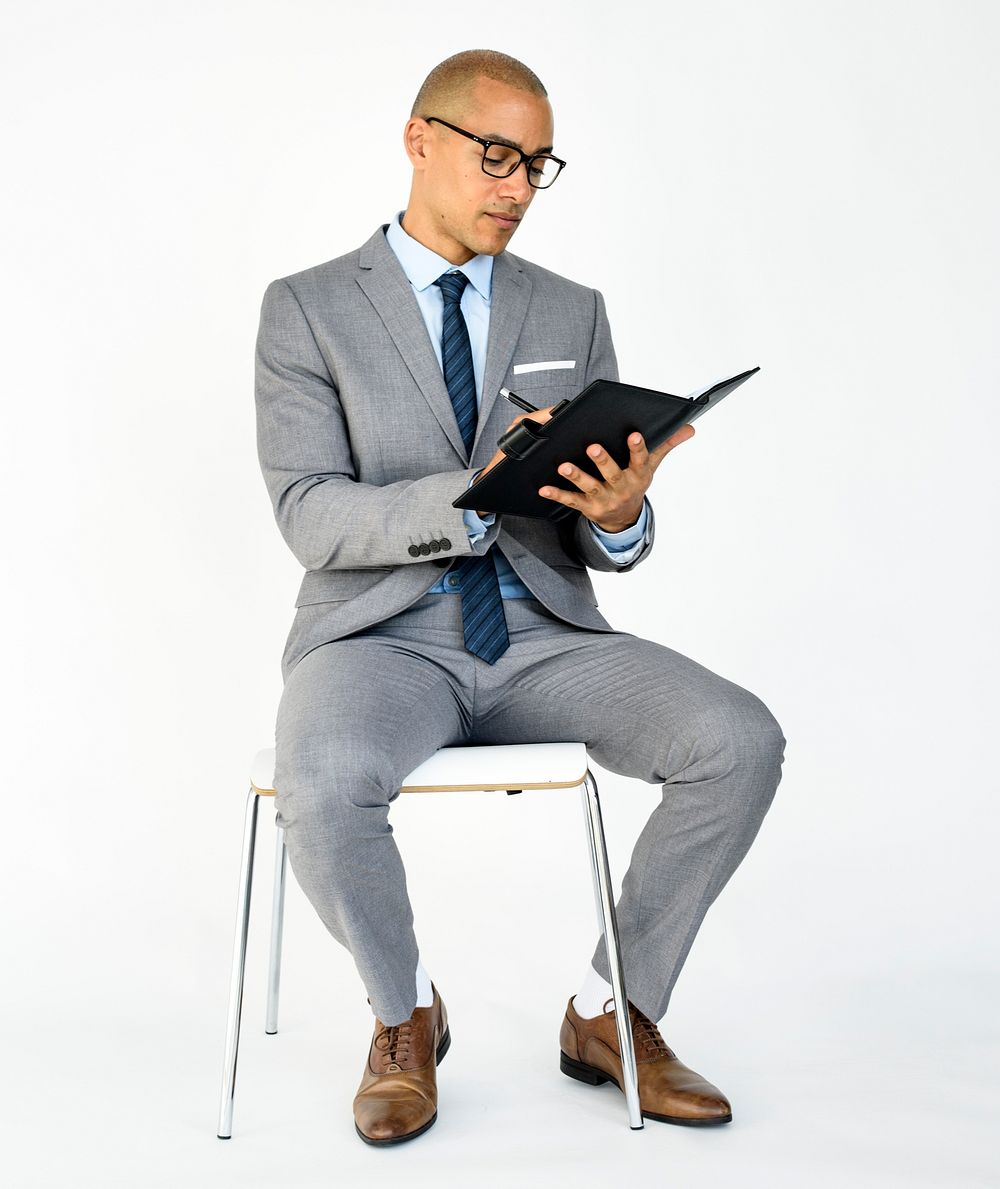 Businessman Document Working Portrait Concept