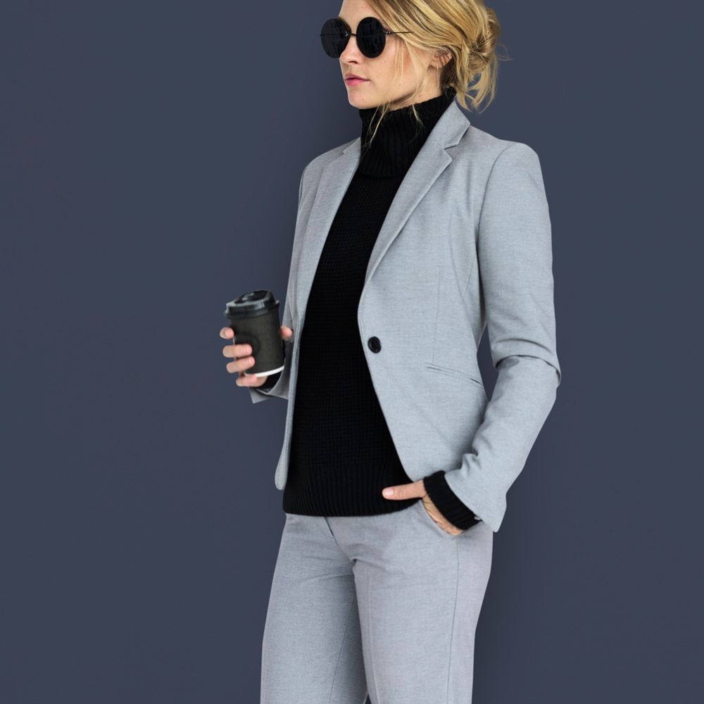 Caucasian Business Woman Coffee Sunglasses Concept