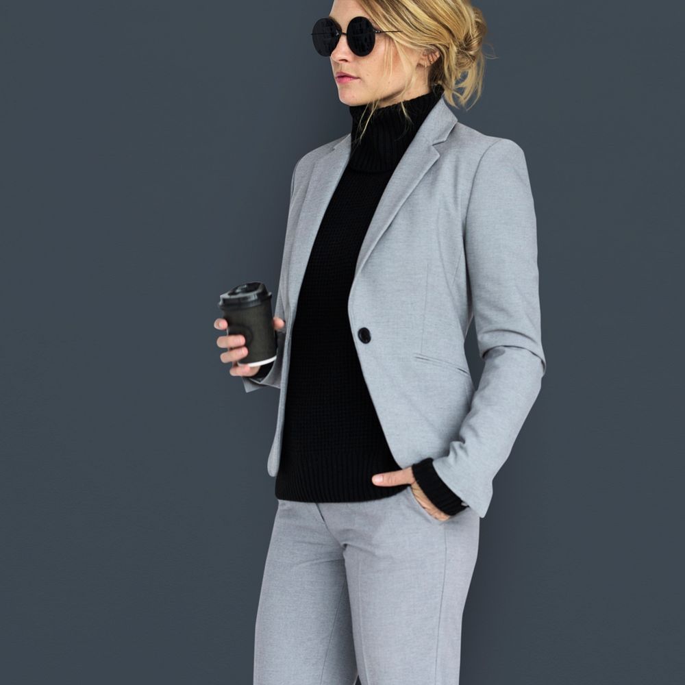 Caucasian Business Woman Coffee Sunglasses Concept