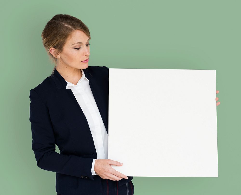 Caucasian Business Woman Holding Paper