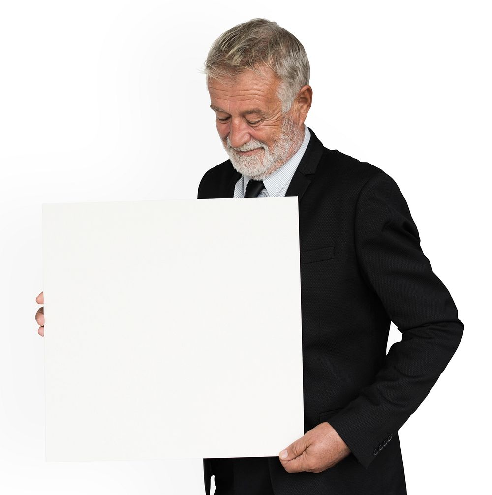 Caucasian Man Showing Presenting Document