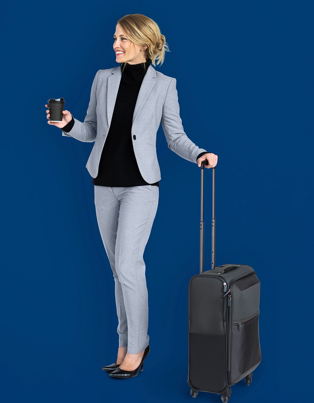Caucasian Business Woman Travel Luggage Concept
