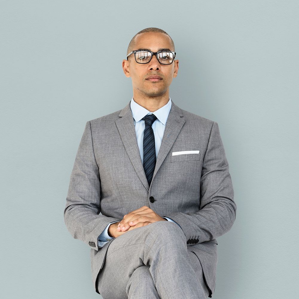 African Descent Business Man Sitting Concept