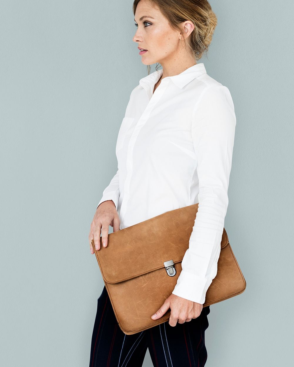 Caucasian Business Woman Holding Bag