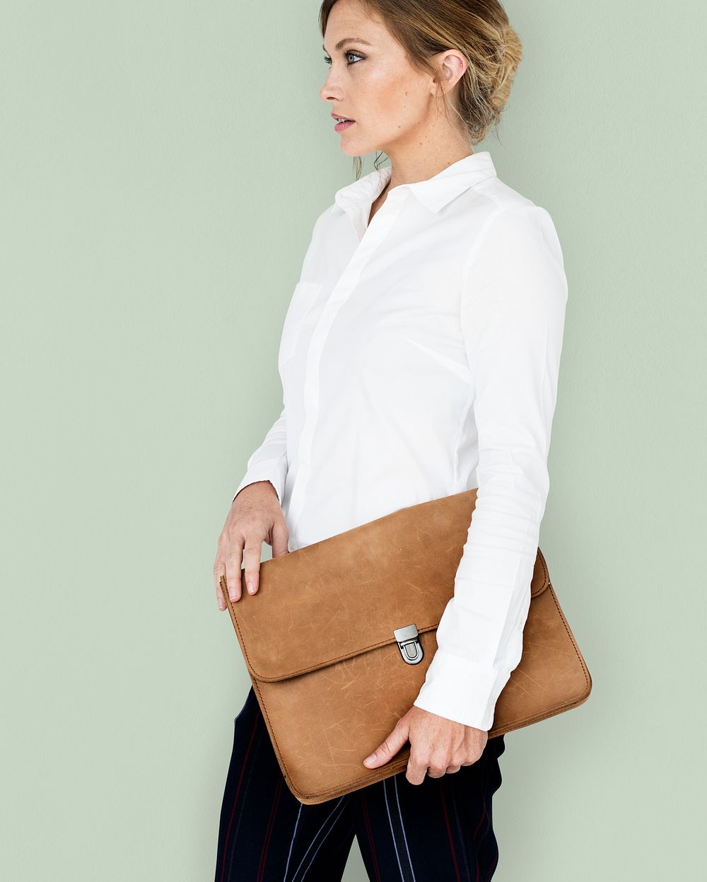 Caucasian Business Woman Holding Bag