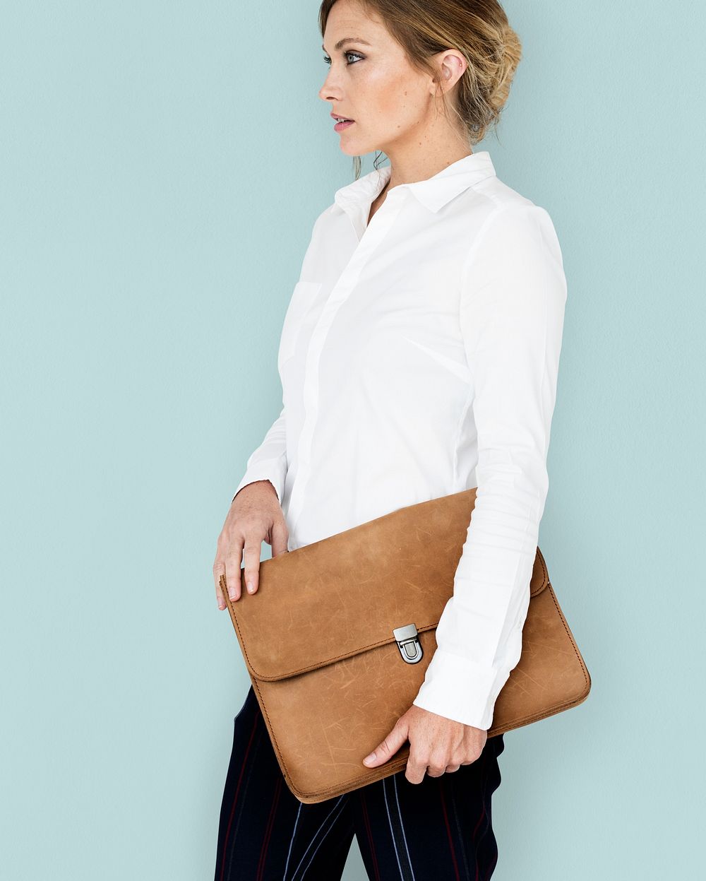 Caucasian Business Woman Holding Bag