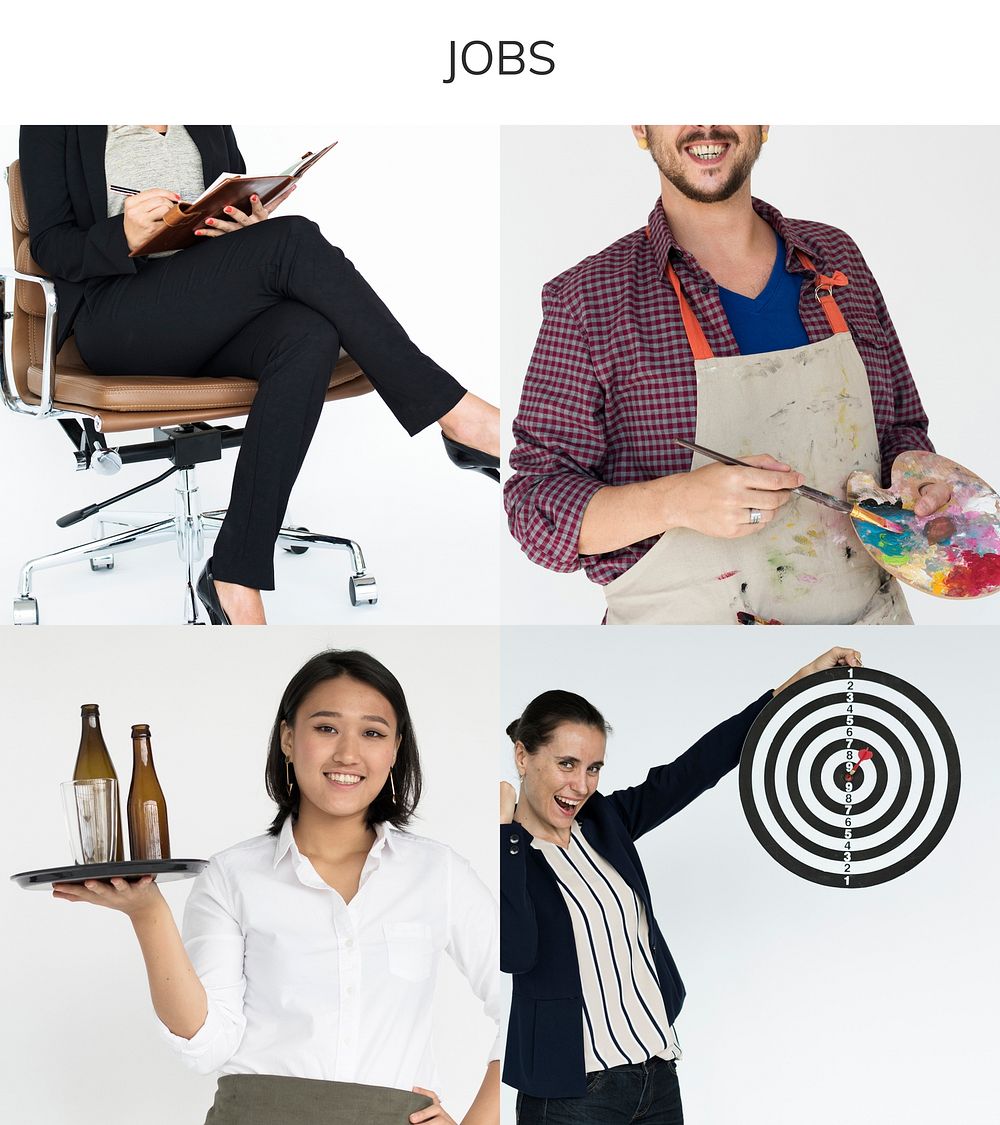 Set of Diversity Business People Studio Collage
