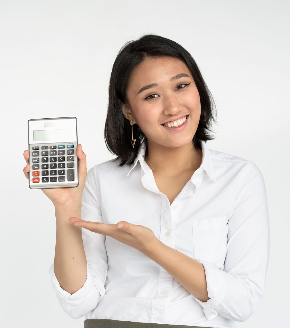 Girl Calculator Business Confident Expression Concept