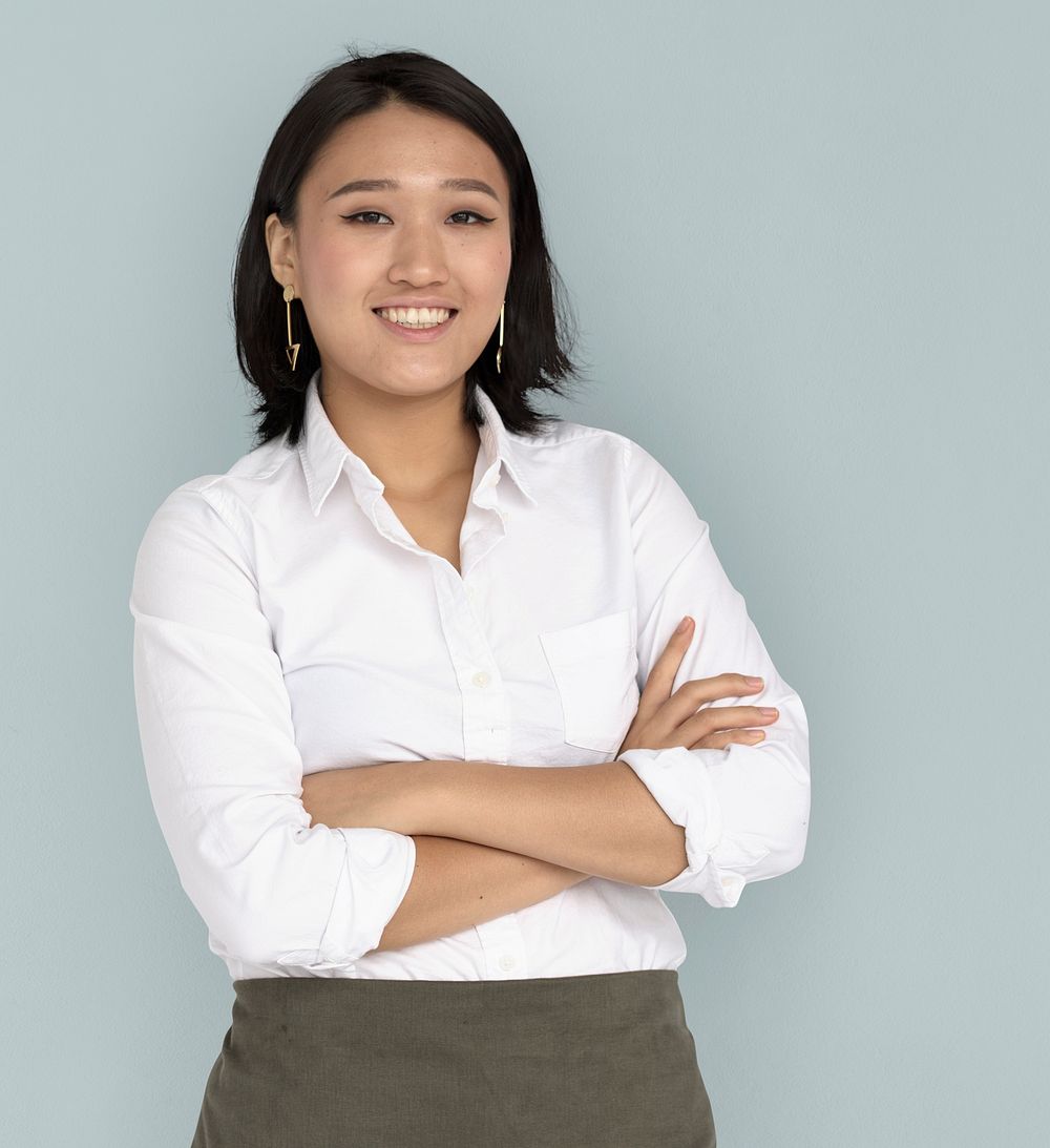 Young Asian Business Woman Confident Smiling