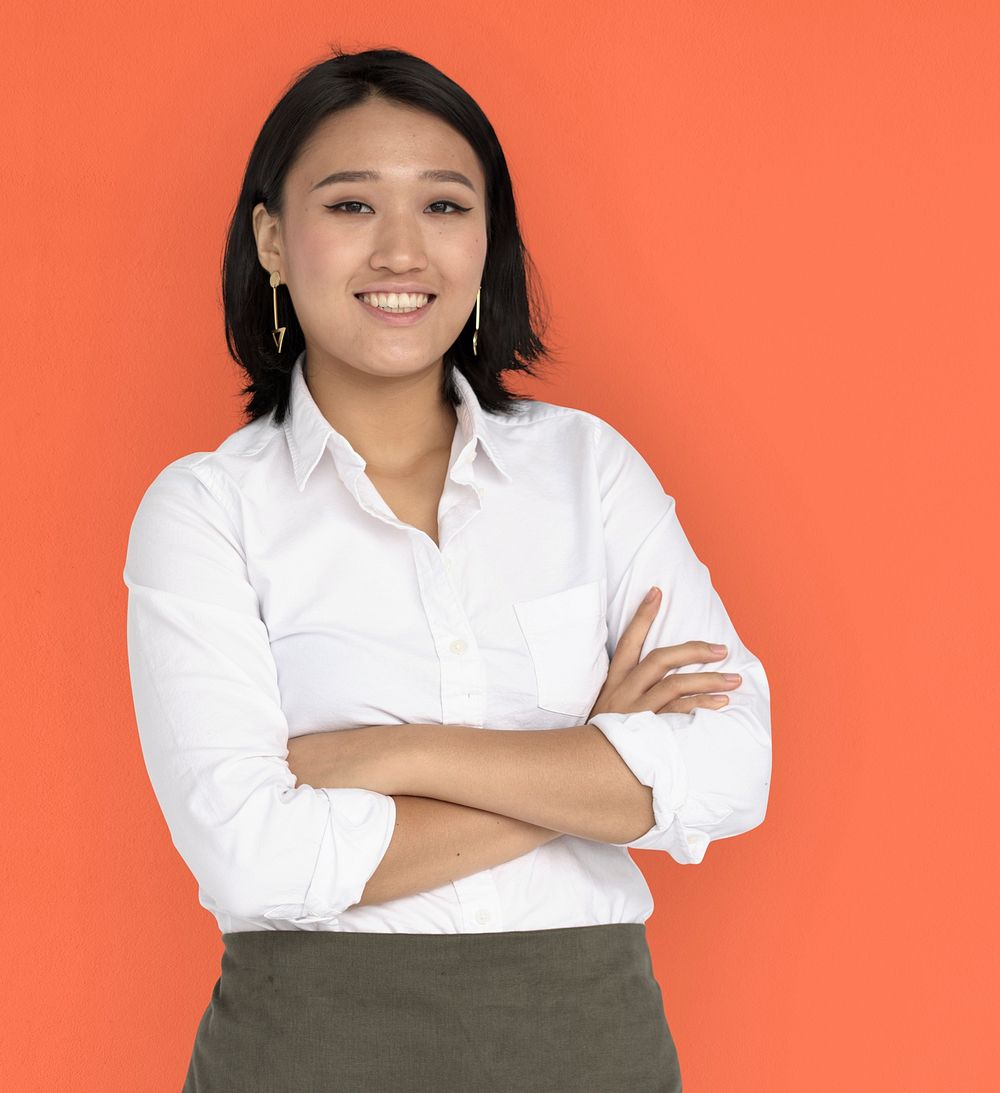Young Asian Business Woman Confident Smiling