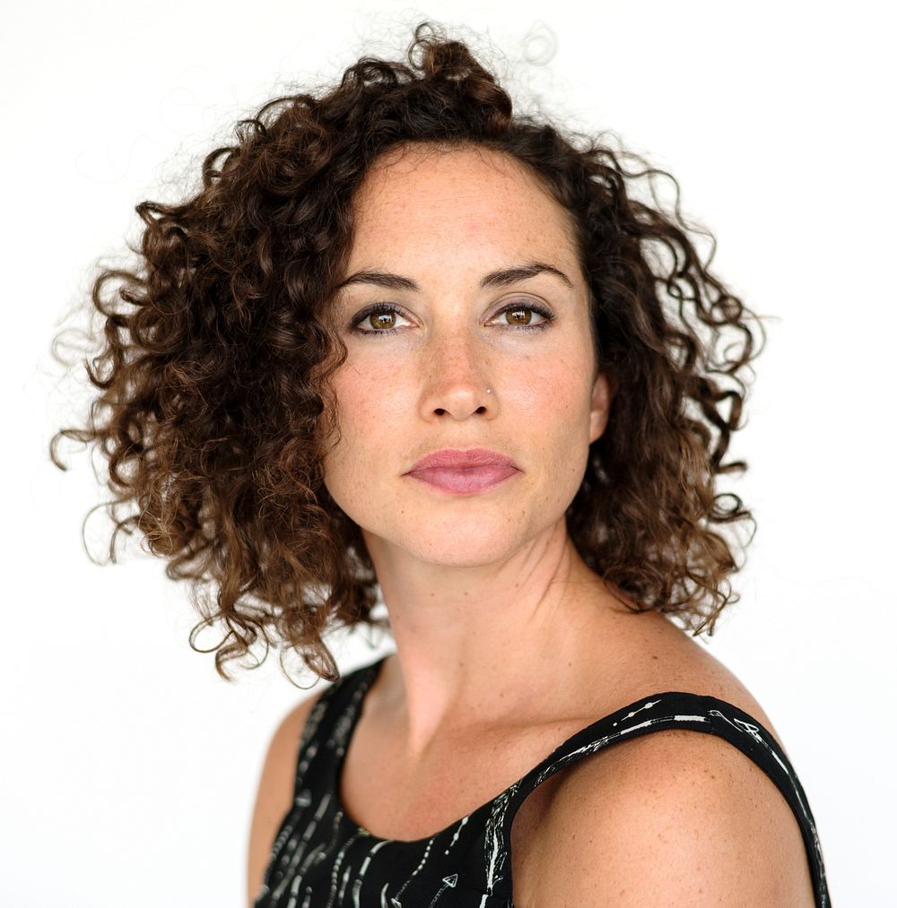 Portrait of beautiful woman with curly hair