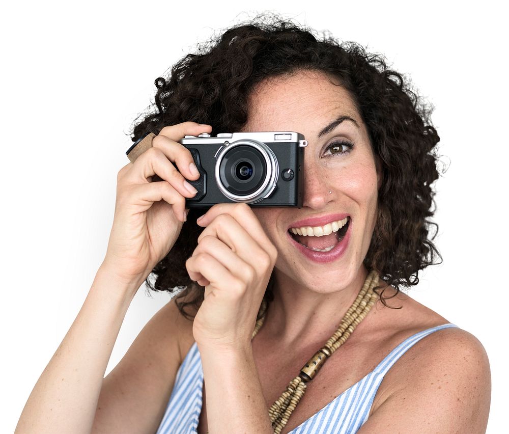 Women Hands Hold Camera Shoot Smile