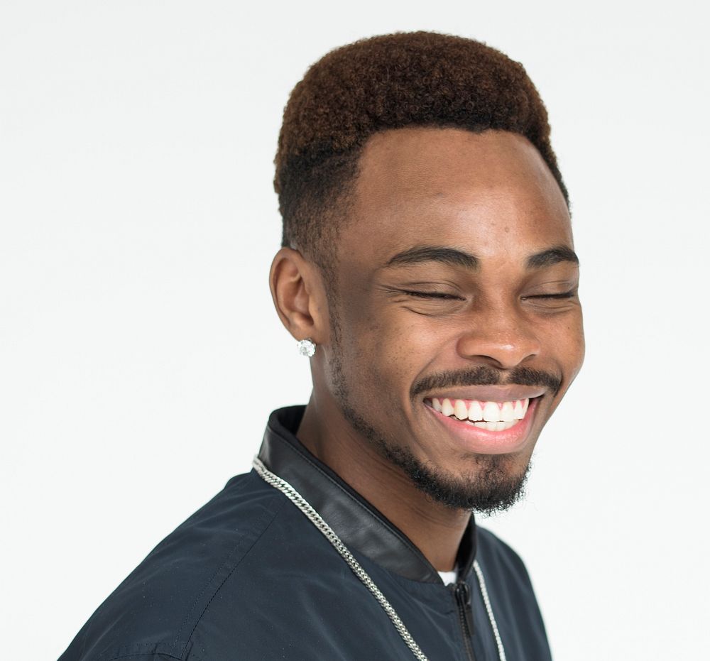 Young black guy smiling portrait
