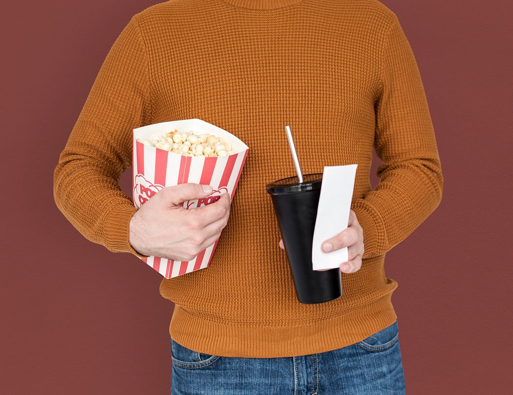 Popcorn Drinks Soda Movie Ticket Theater Leisure Activity