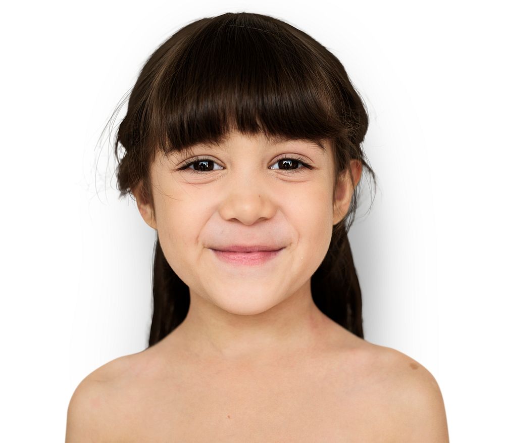 Young Girl Smiling Bare Chest