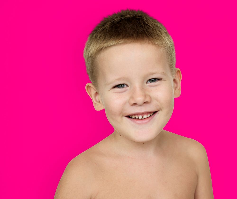 Caucasian Little Boy Bare Chested Smiling