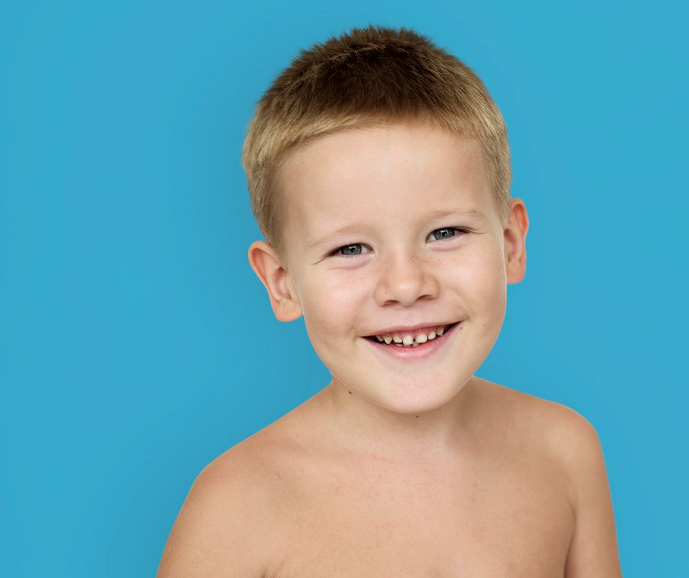 Caucasian Little Boy Bare Chested Smiling