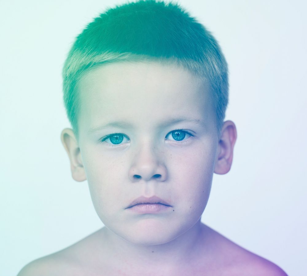 Young boy making facial expression