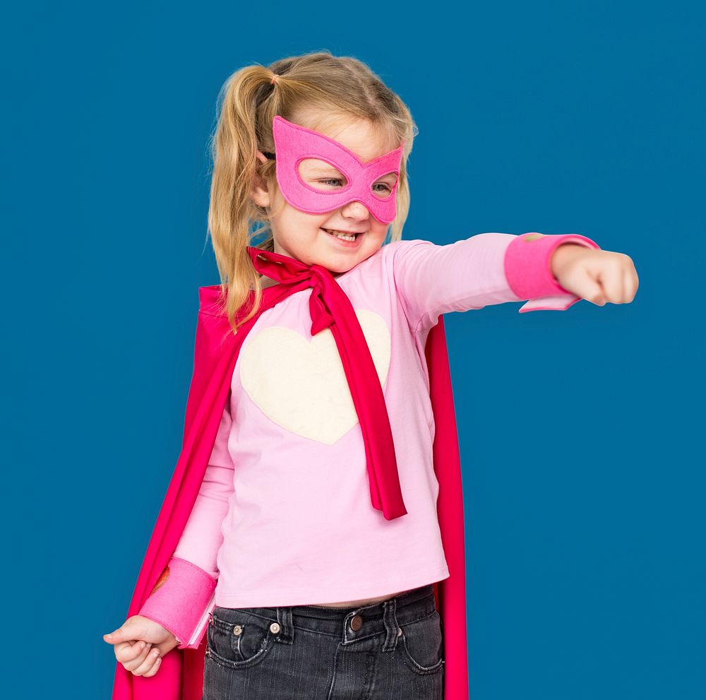 Little Girl Dressing Superhero Smiling