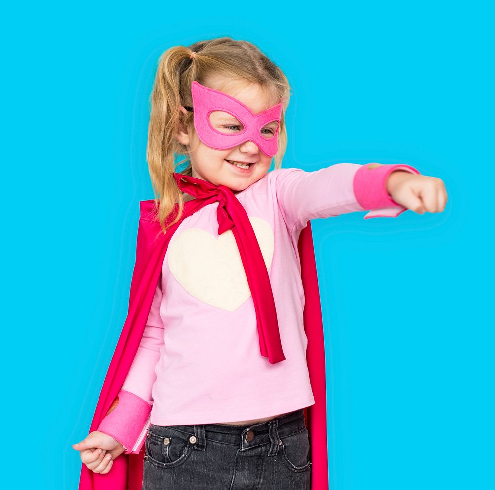 Little Girl Dressing Superhero Smiling
