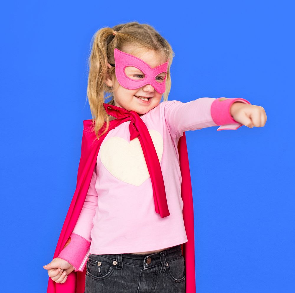 Little Girl Dressing Superhero Smiling