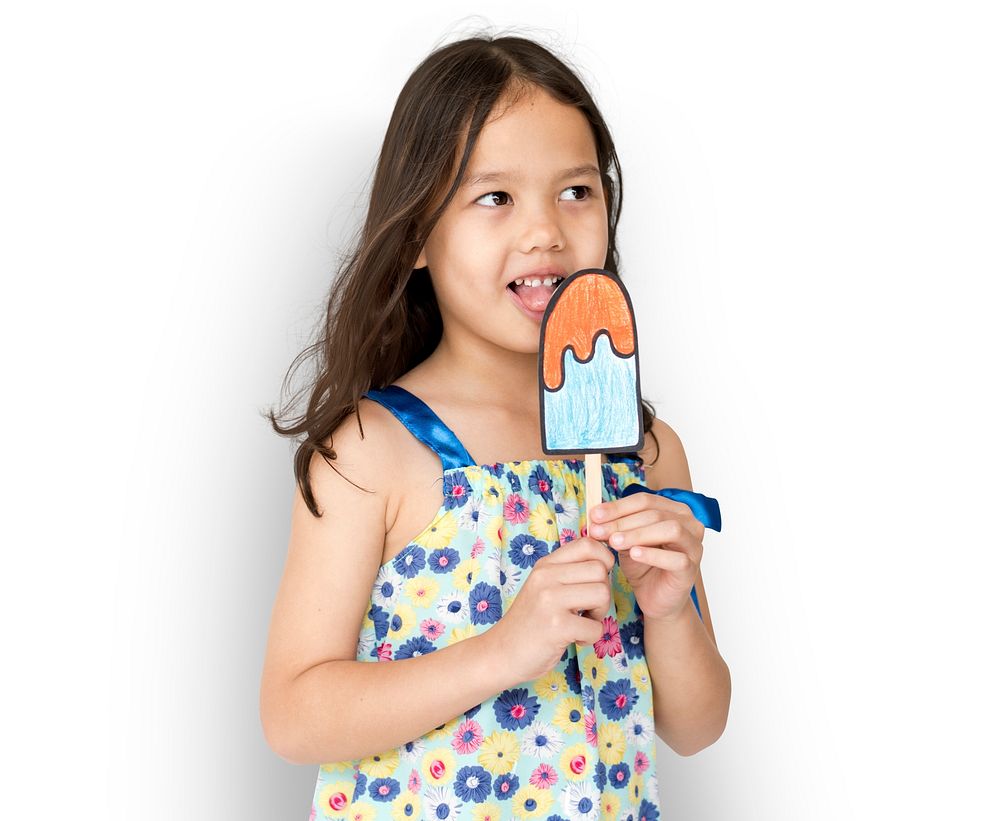 Little Girl Eating Papercraft Icecream