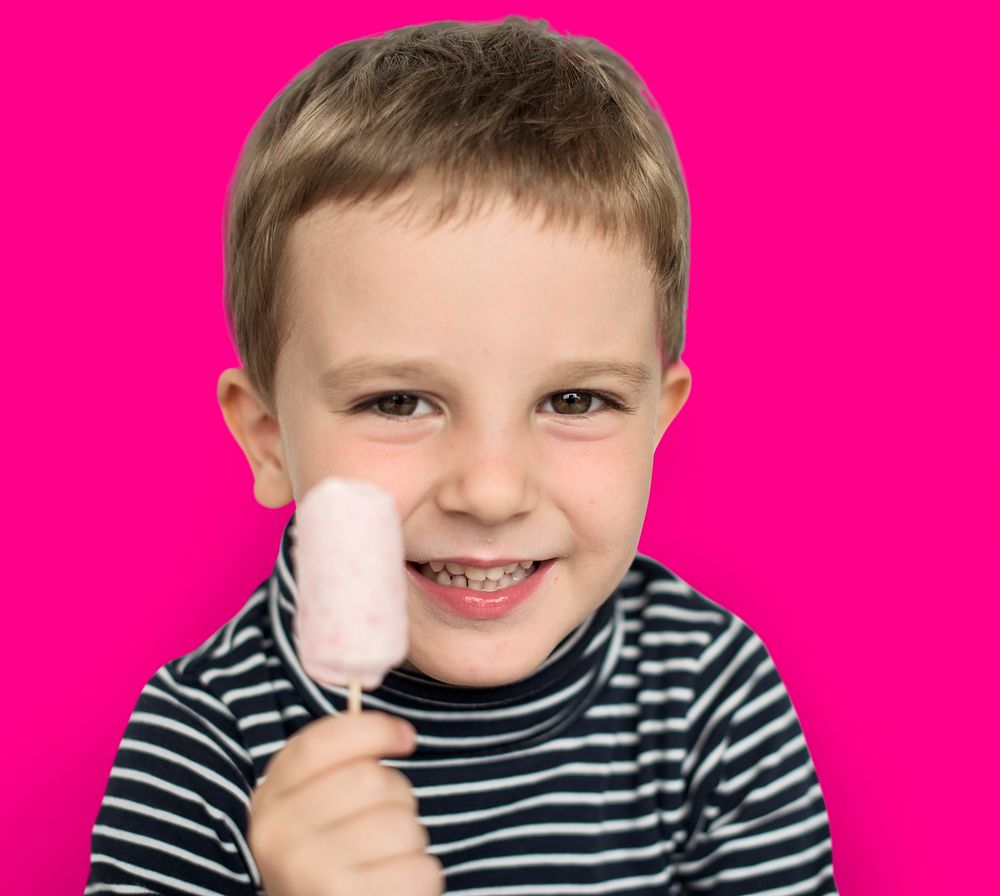 Little Boy Kid Adorable Cute Portrait Ice Pop Sweet