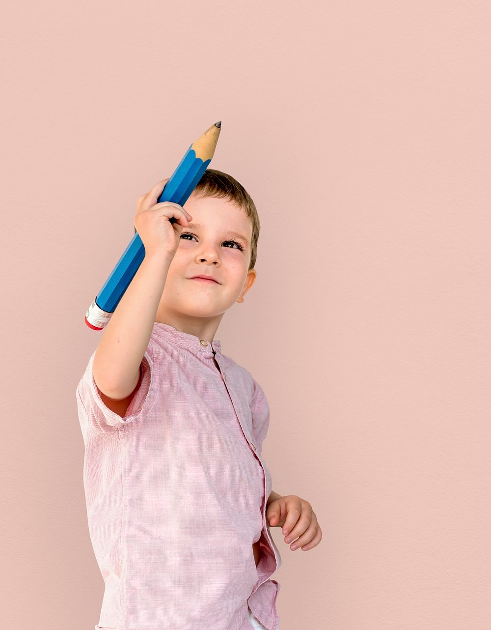 Little Boy Drawing Pencil Smiling