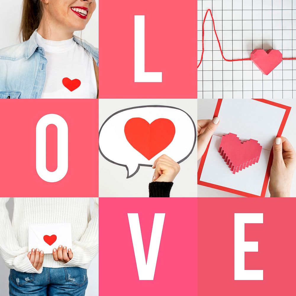 Adult Woman with Love Heart Artwork Studio Collage