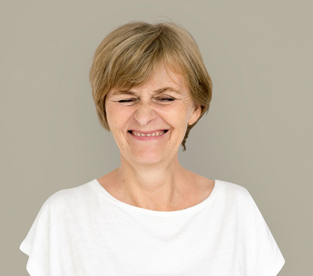 Senior Adult Woman Smiling Happiness Studio Portrait