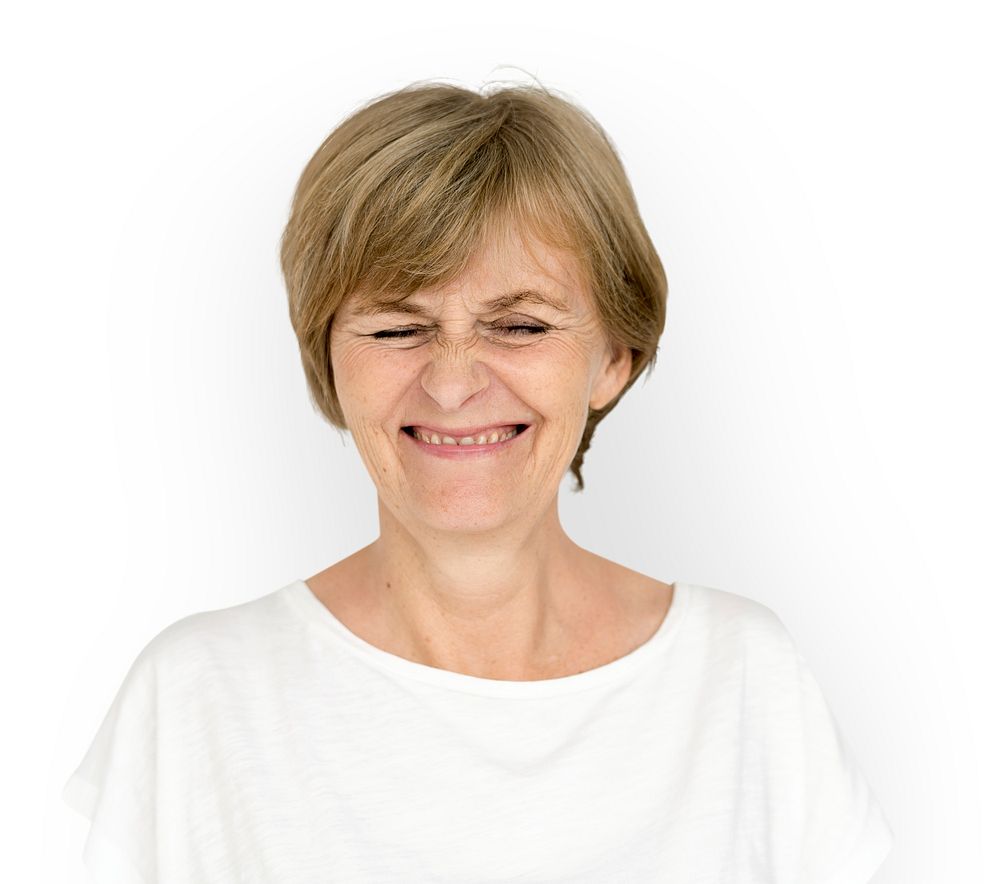 Senior Adult Woman Smiling Happiness Studio Portrait