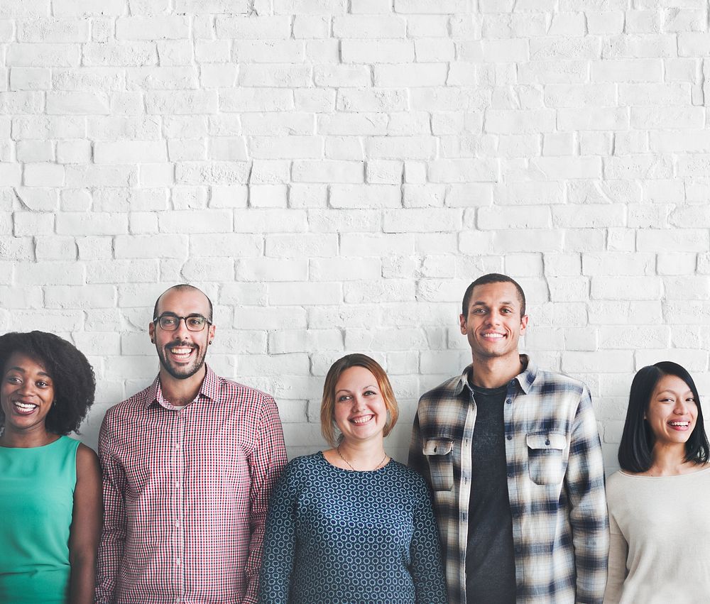 Diverse people standing in a row