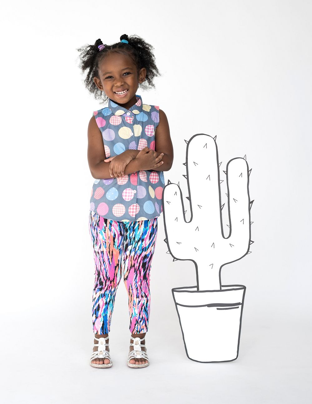 Little Girl Smiling Happiness Paper Craft Arts Cactus Studio Portrait