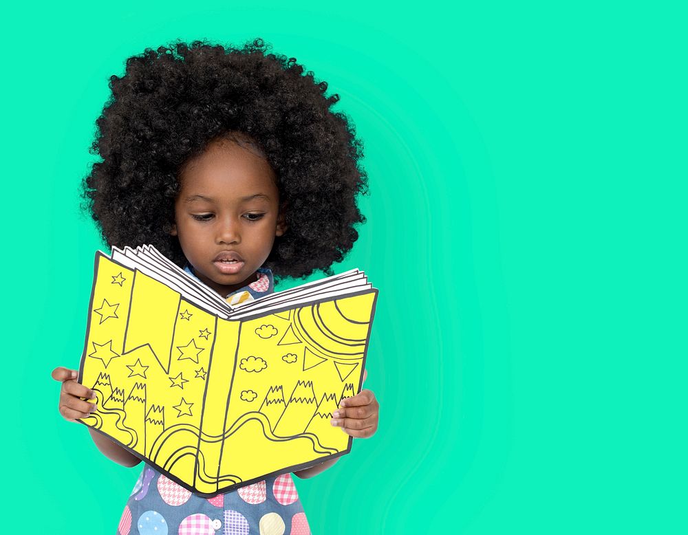 Little African Girl Reading a book