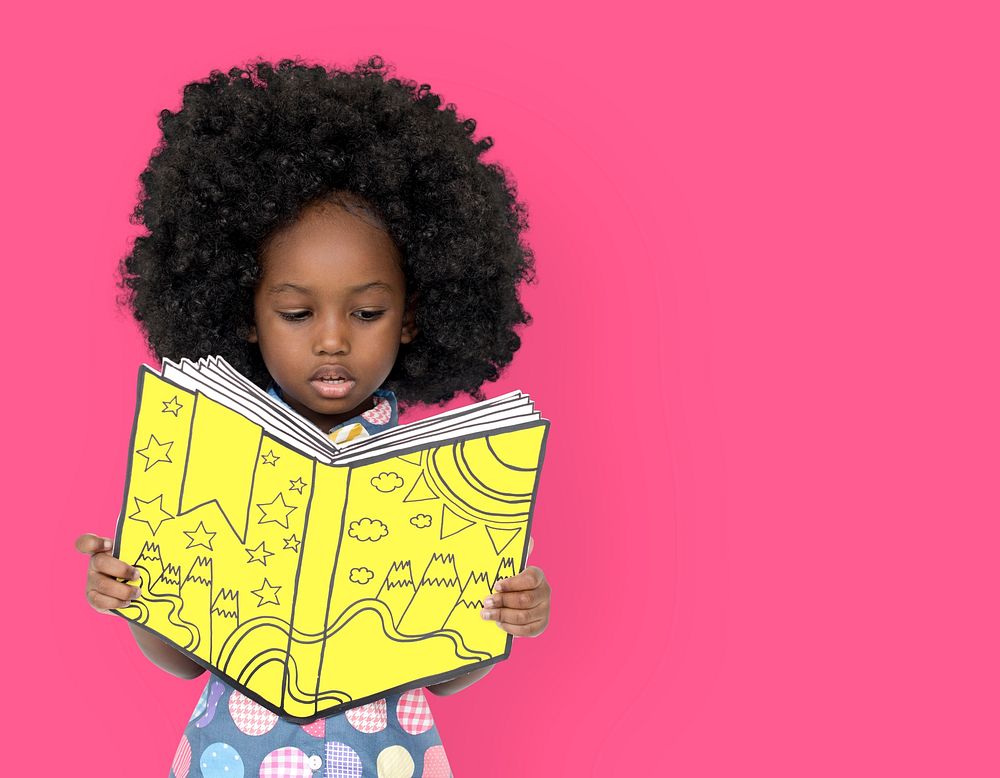 Little African Girl Reading a book