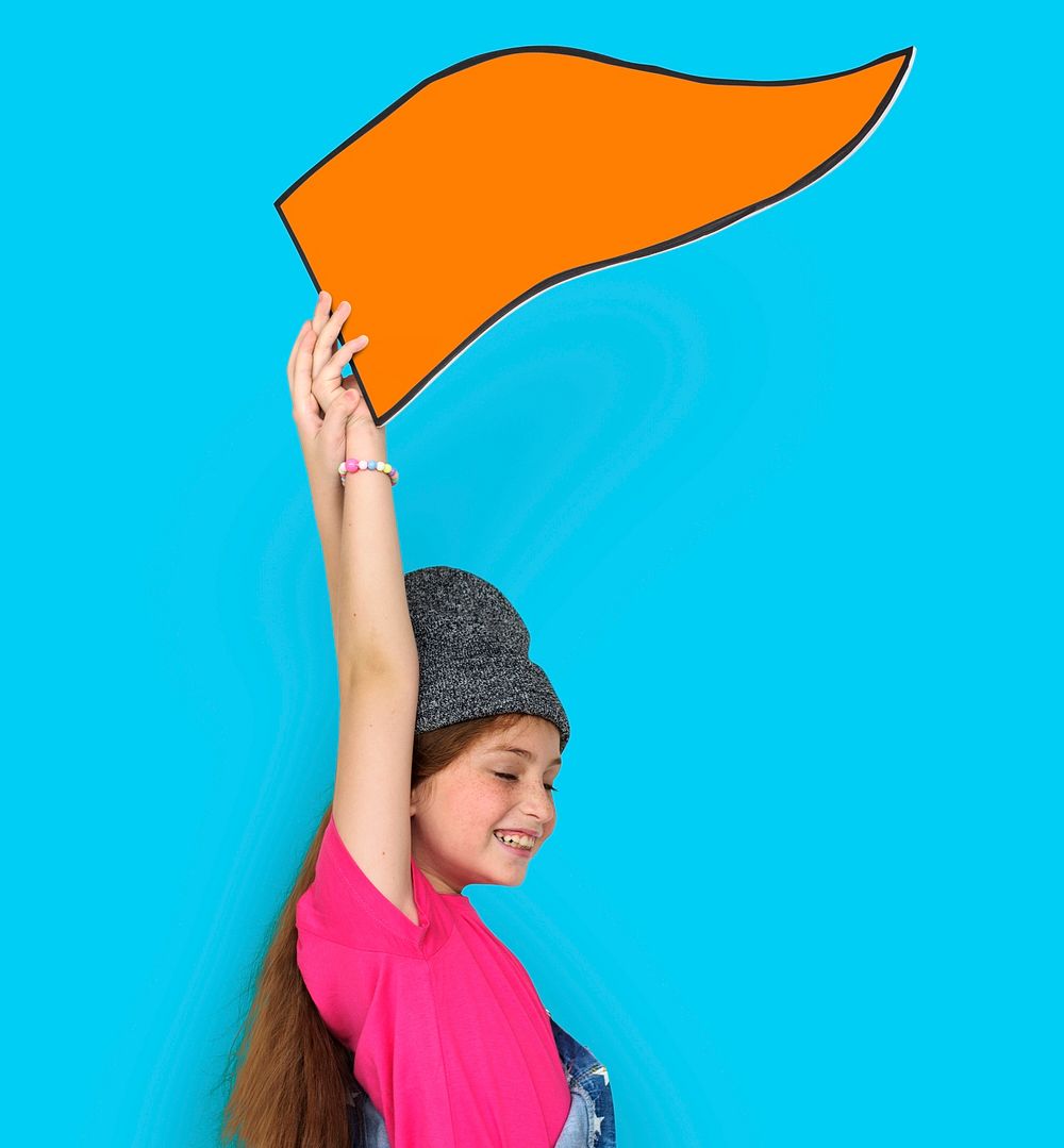 Little Girl Holding Board Concept