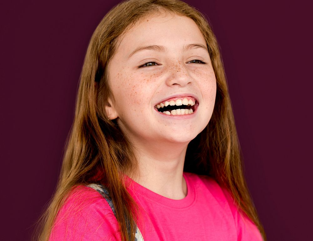 Caucasian Young Girl Smiling Studio